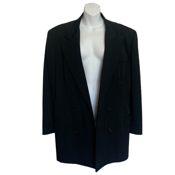 Omo Norma Kamali Wool Double Breasted Long Peacoat Blazer Size 10 - Picture 4 of 10